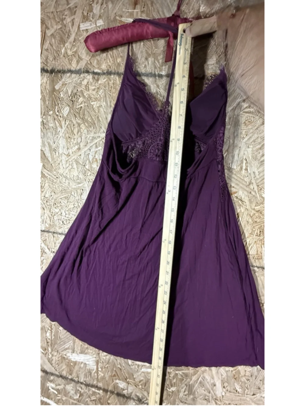 Victoria’s Secret Purple Lace Mesh Halter Babydoll Chemise Lingerie M